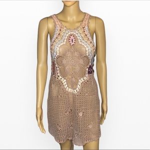 Festival Hand Crochet Tea Length Cover Up Dress…